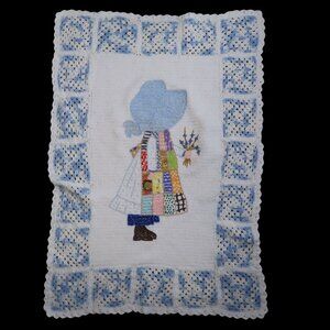 Holly Hobbie Crochet Knit Baby Blanket Afghan Throw 39.5 by 56.5" Handmade